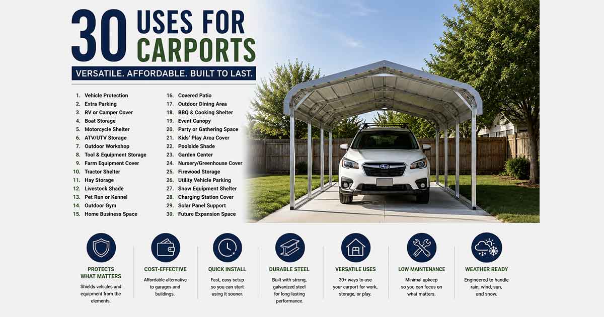 30 Use-Cases For Metal Carports & Garages article preview