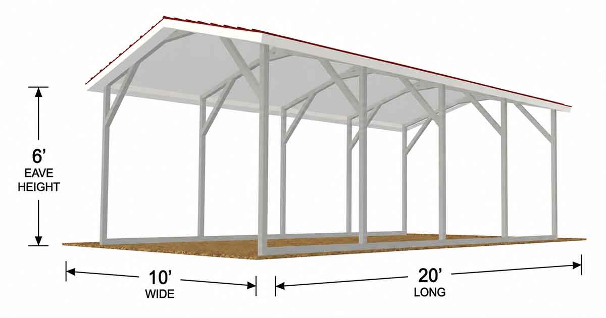 10 x 20 x 6 A-Frame Horizontal Carport