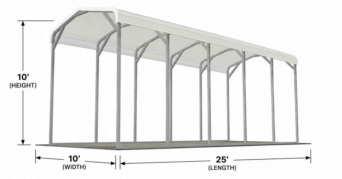 10 x 25 x 10 Standard Carport