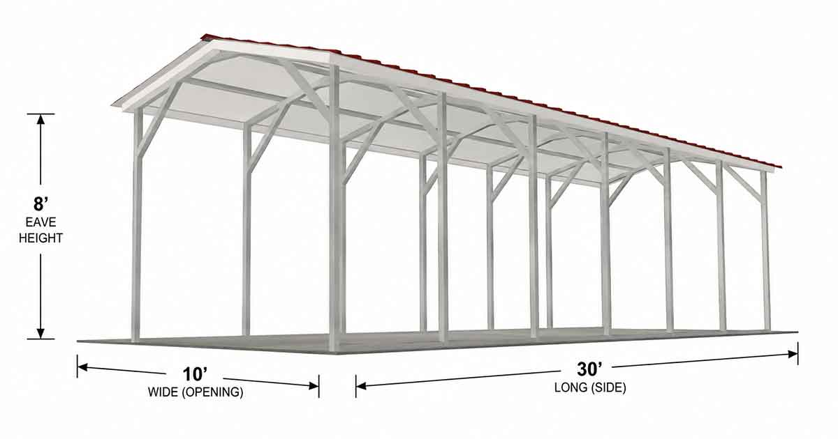 10 x 30 x 8 Vertical Carport