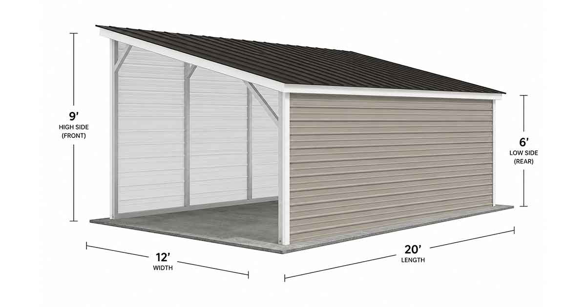 12x20 Lean-To Metal Structure