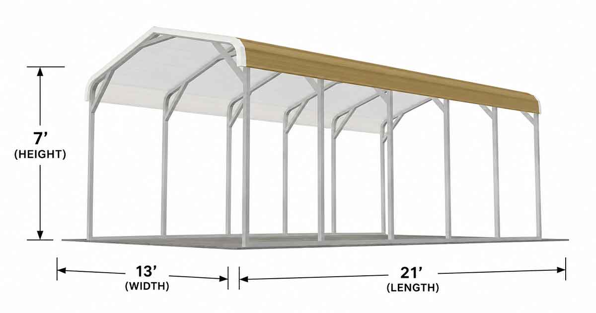 13 x 21 x 7 Standard Rounded Carport