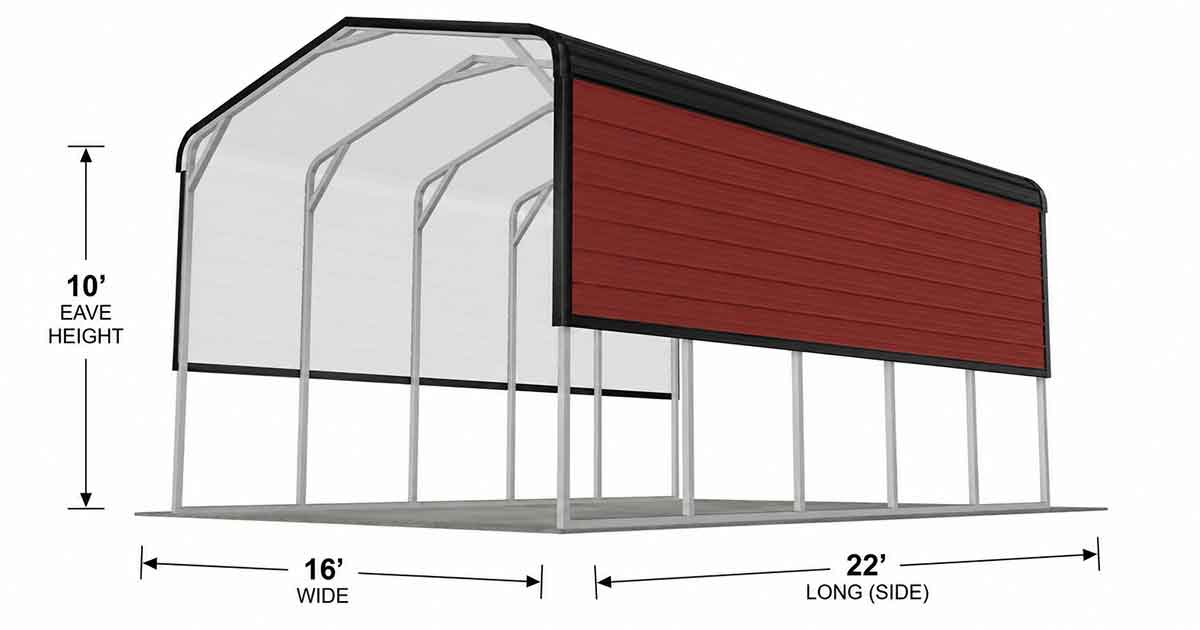 16 x 22 x 10 Standard Carport