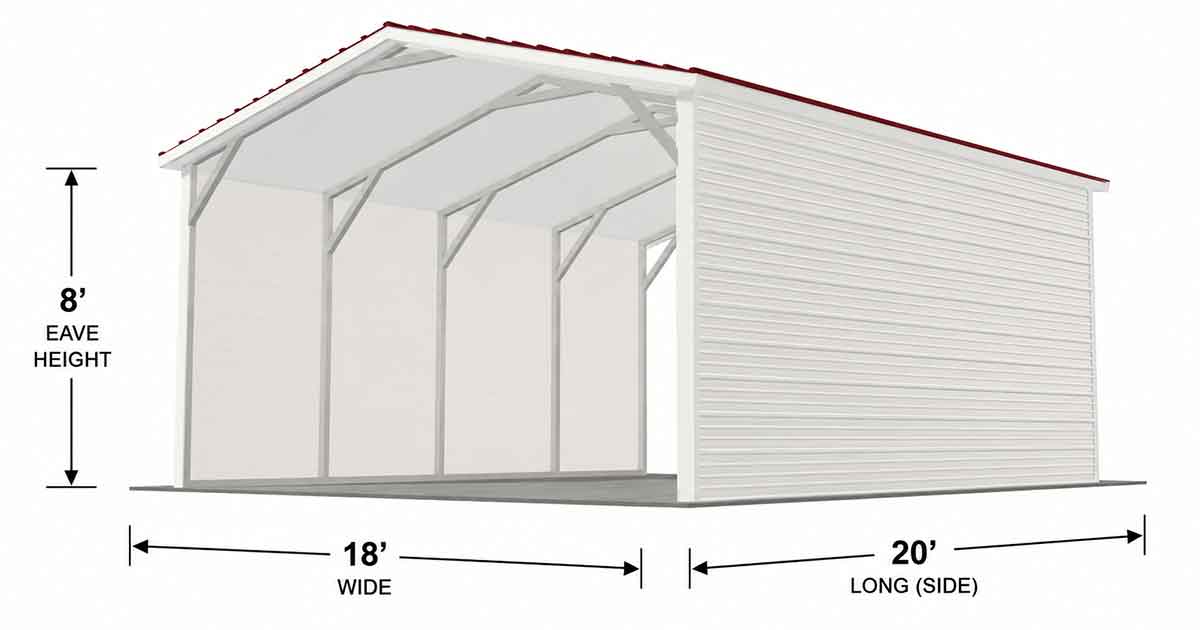 18 x 20 x 8 A-Frame Horizontal Carport