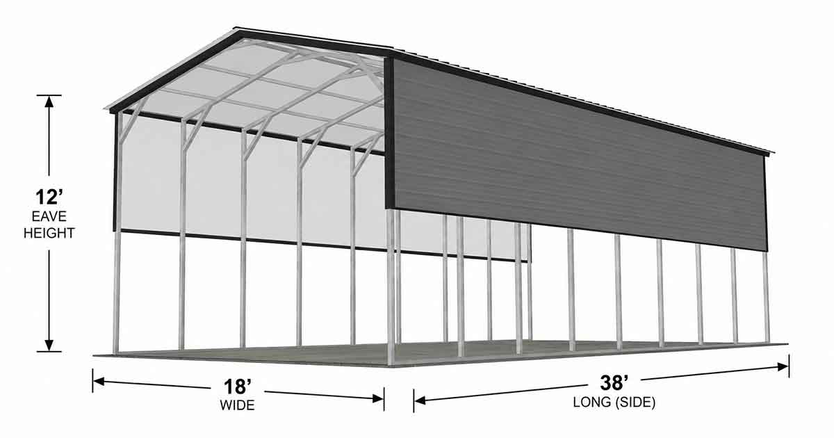 18 x 38 x 12 Vertical RV Carport