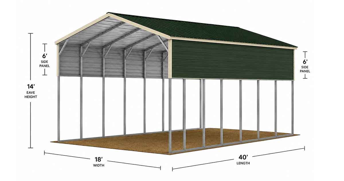 18x40x14 Vertical RV Carport