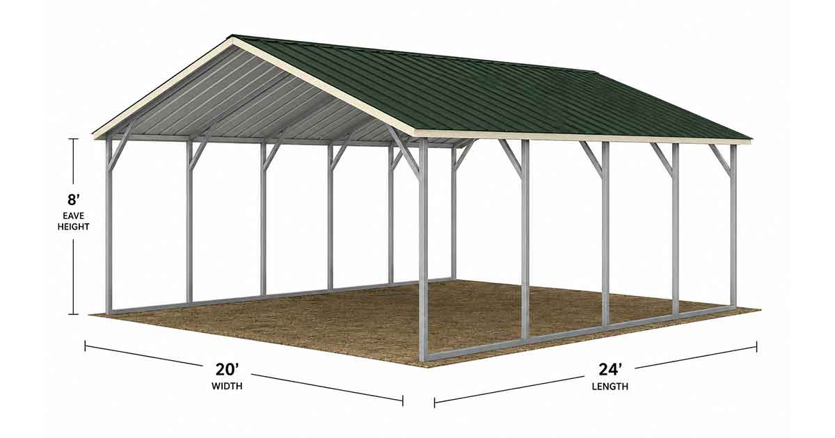 20x24x8 Metal Carport
