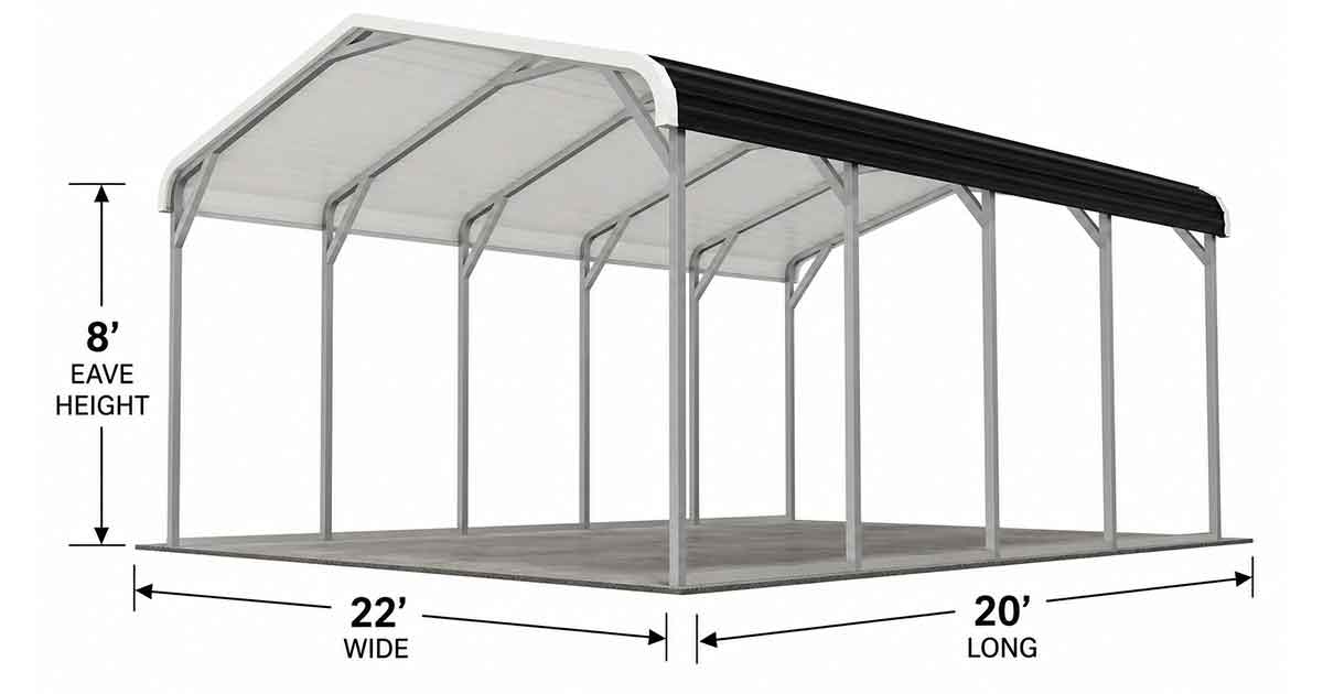 22 x 20 x 8 Standard Carport