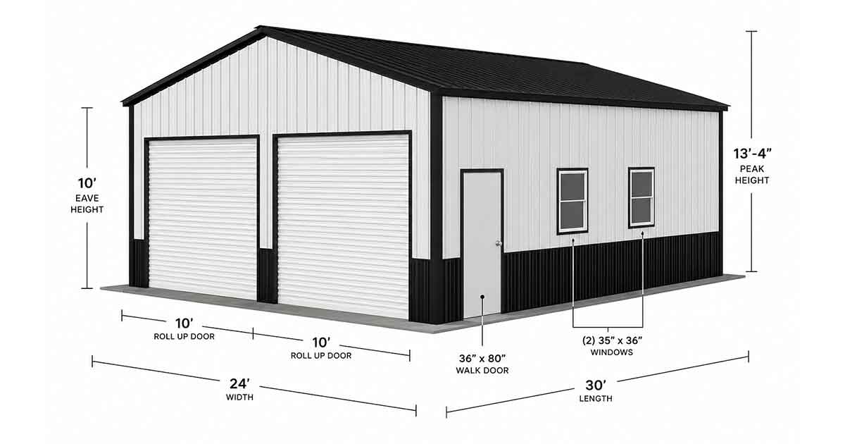 24x30x10 Metal Garage