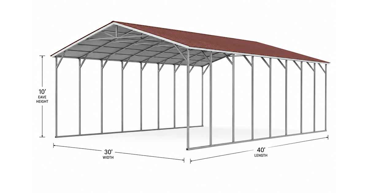 30x40x10 Wide Span Carport