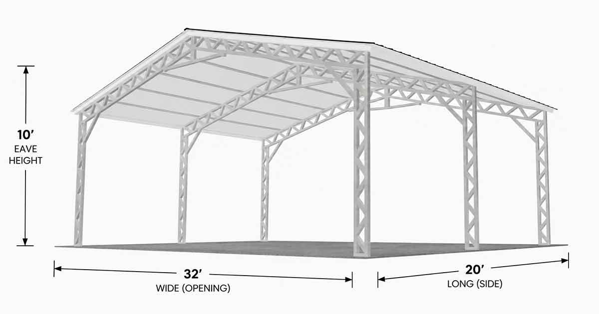 32 x 20 x 10 Wide Span Carport