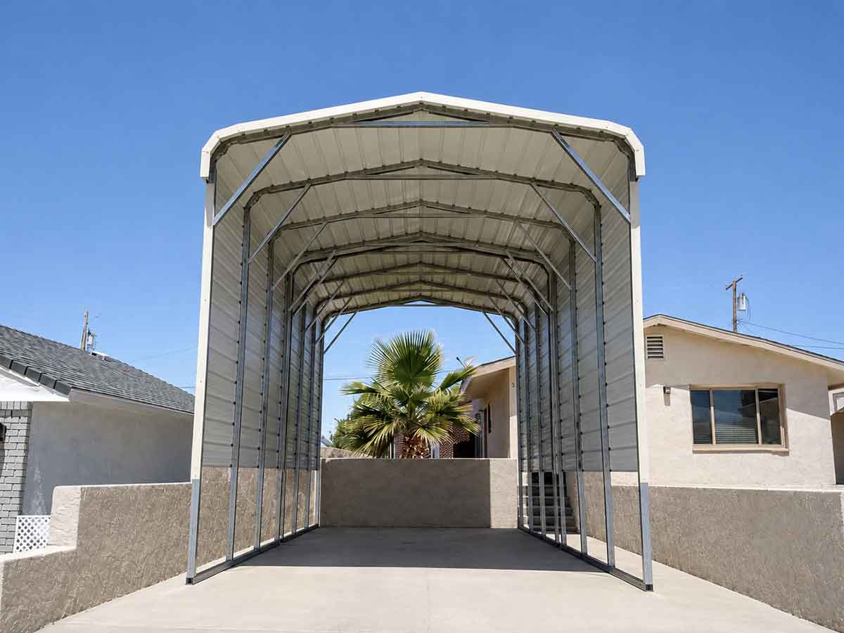 Completed RV carport covering the same property area