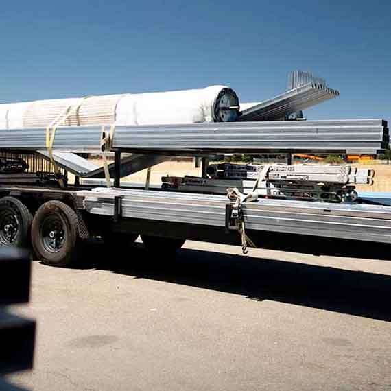 Norcal Carports delivery truck serving Northern California installation areas