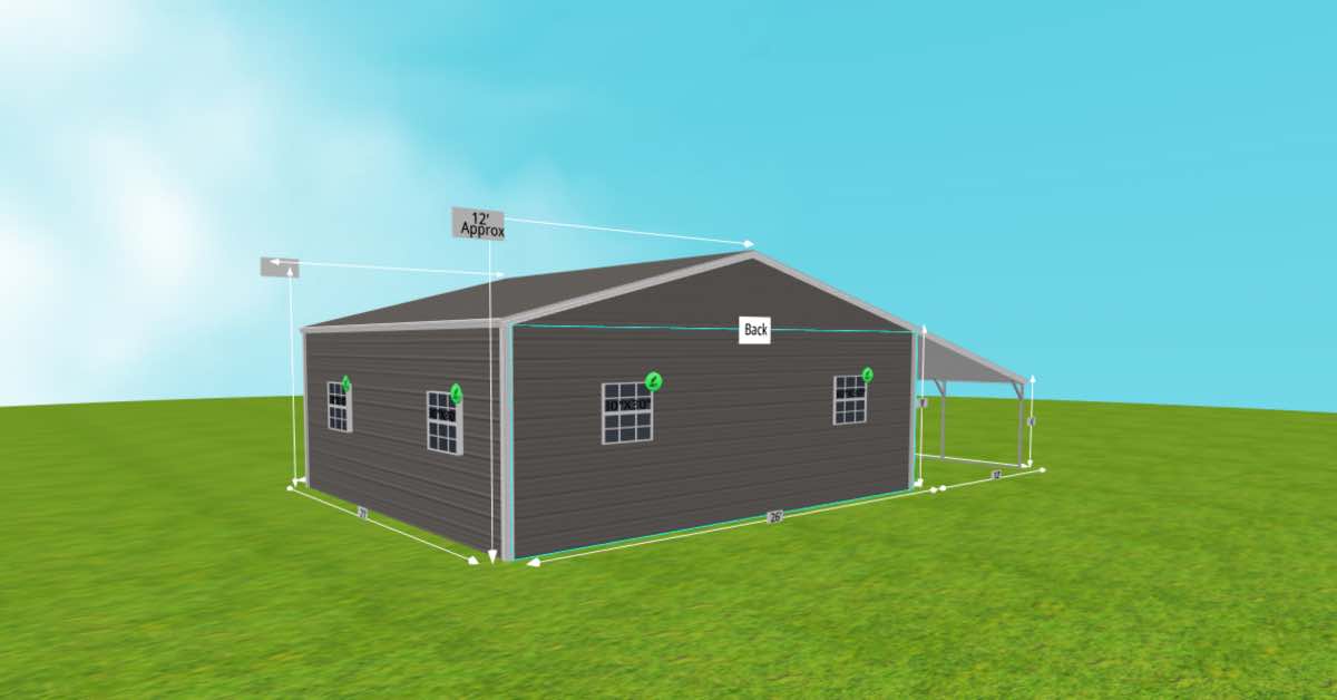 triple wide garage with lean to back