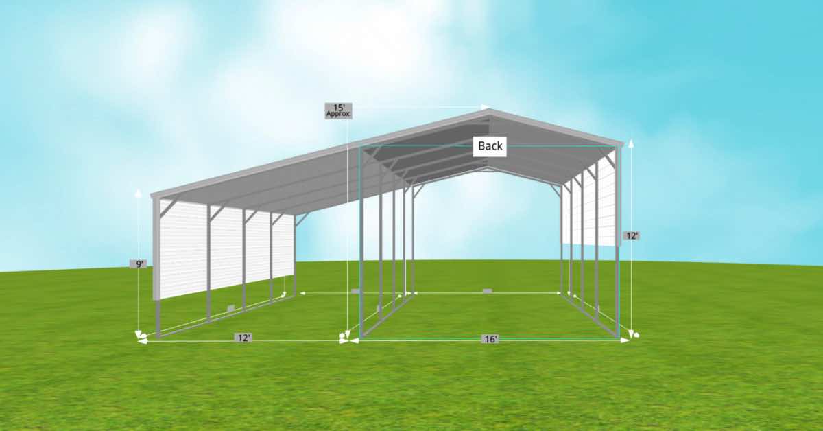 metal rv carport with lean to back